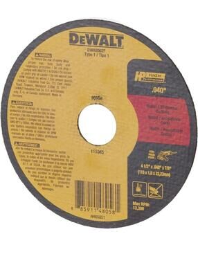 DeWalt Fast Cut-Off Wheel 4.5" x 0.04" x 0.875" Power Tool Accessory New